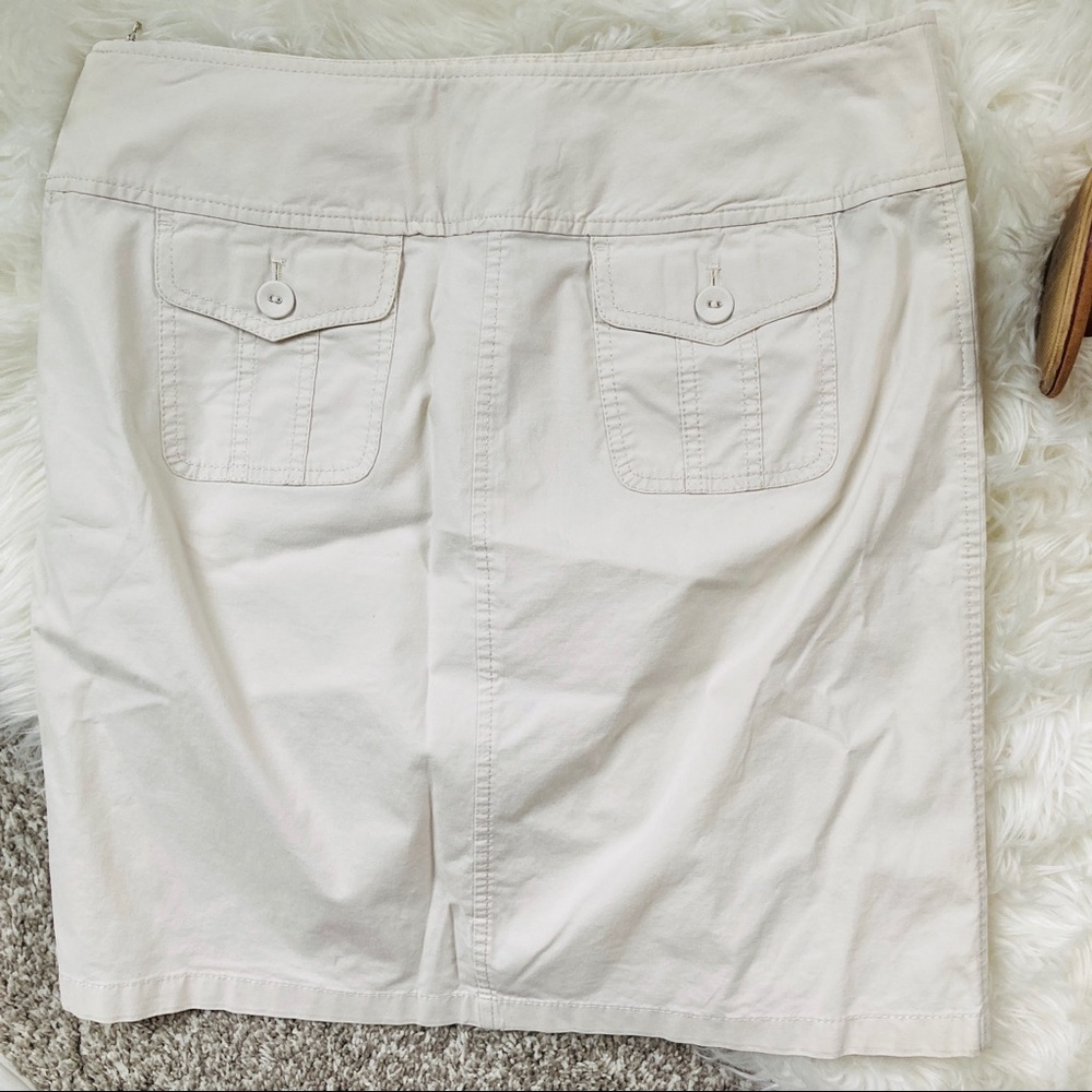 Ann Taylor | Khaki Skirt w/ Button Waist Detail - Picture 2 of 6